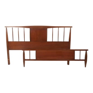 Mid-Century Modern Walnut Headboard and Footboard For Sale