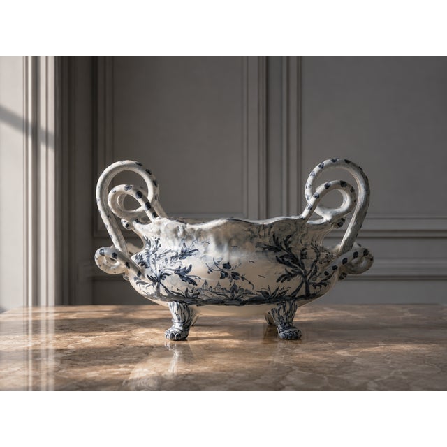 A large and sculptural mid-century italian majolica centerpiece by v.m. Albisola, the historic ceramic workshop founded by...