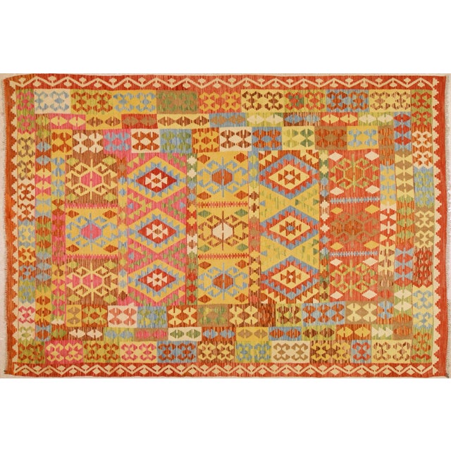 2010s Afghan Hand Made Organic Wool Maimana Kilim,6'7"x10' For Sale - Image 5 of 5
