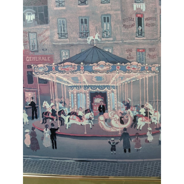 Late 20th Century Michel Delacroix "Carousel" Framed Paris Street Scene Lithograph, Signed in Plate For Sale - Image 4 of 15