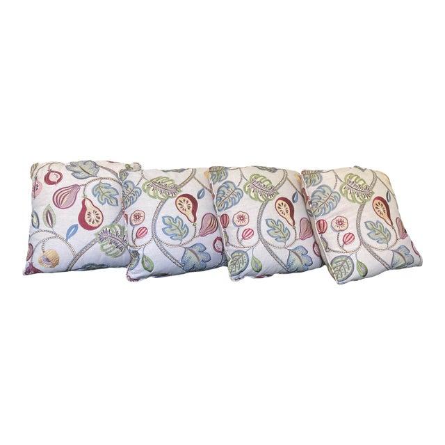 Four Four Jane Churchill Crewel Embroidered 'Santana' Scatter Pillows For Sale