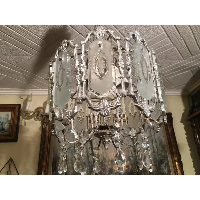 Metal Glass Chandelier, 1970s For Sale - Image 7 of 18