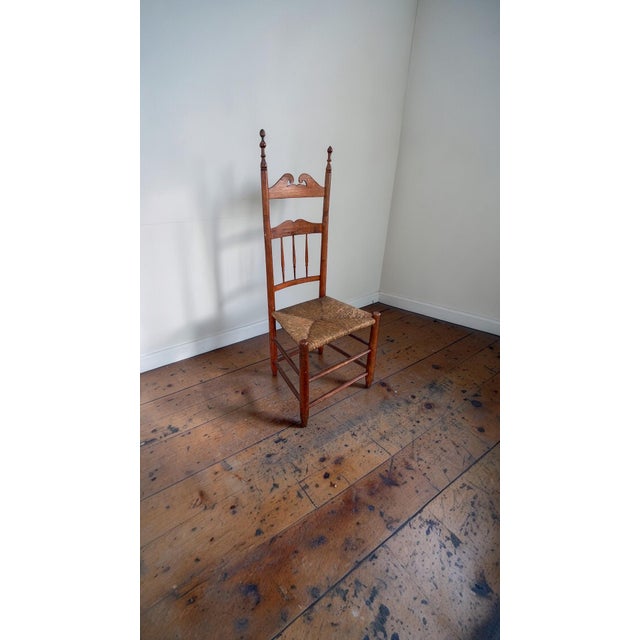 Brown 19th Century New England Rush Seat Ladder Back Chair For Sale - Image 8 of 11