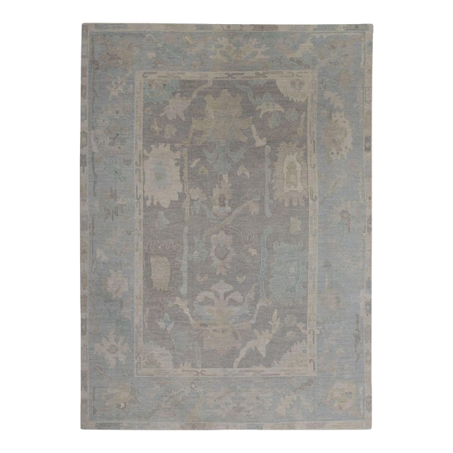 Oriental Hand Knotted Rug Turkish Oushak 9'10" x 13'11" For Sale