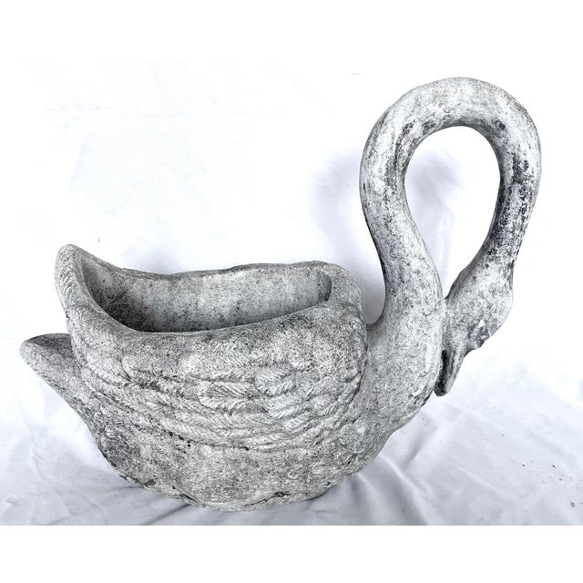 Early 20th Century Early 1900s Antique French Concrete Swan Planter For Sale - Image 5 of 17