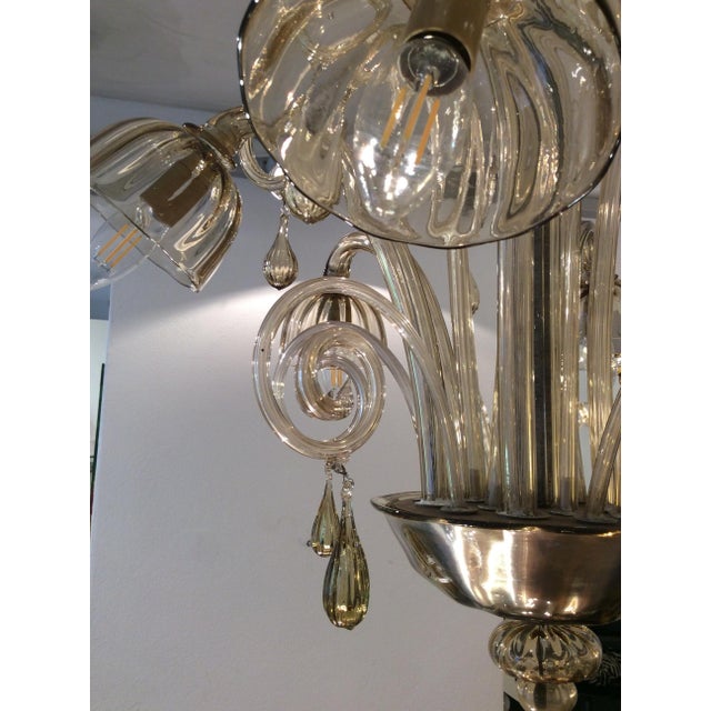 Light Yellow Murano Glass 6-Light Chandelier, 1930s For Sale - Image 8 of 14