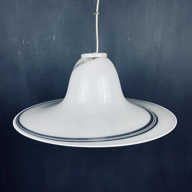 Mid-Century Modern Vintage Murano Glass Swirl Pendant Lamp, Italy, 1970s For Sale - Image 3 of 11