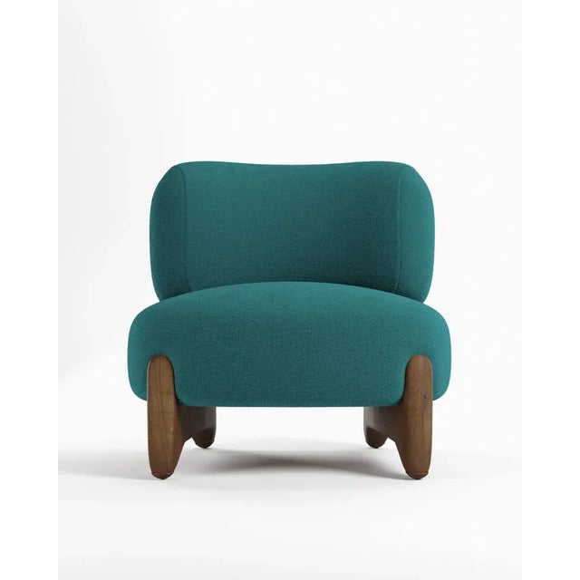 Not Yet Made - Made To Order Modern Tobo Armchair in Fabric Boucle Ocean Blue and Smoked Oak by Collector Studio For Sale - Image 5 of 5