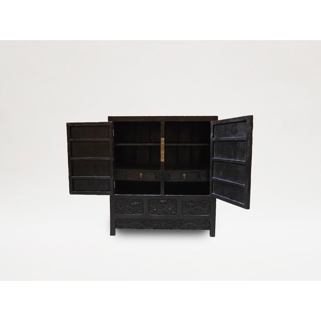 An Impressive Pair of Qing Dynasty Chinese Carved Dragon Cabinets For Sale - Image 4 of 9