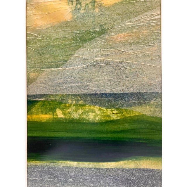 Mid-Century Modern 1970s Richard Russell Benda Mixed Media Landscape Painting, Framed For Sale - Image 3 of 9