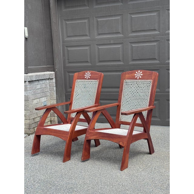 Estate Tropical Plantation/ Swedish Modern Teak Adirondack Chairs - A Pair For Sale - Image 17 of 17
