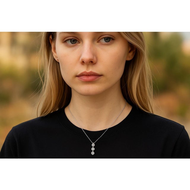 Introducing our stunning 18 Karat White Gold Linear Diamond Necklace Pendant, a true embodiment of elegance and...