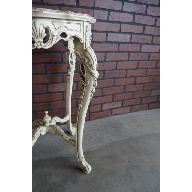 French Antique French Carved Inlayed End Table For Sale - Image 3 of 7