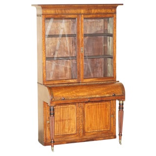 Antique Victorian Walnut Scriban Bureau Bookcase, 1860s For Sale