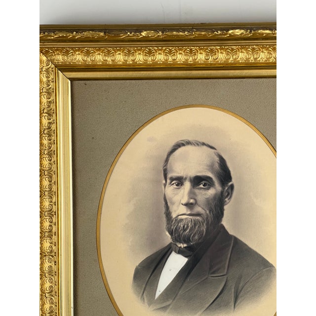Traditional Antique Civil War Era Portrait of a Gentleman in Gilt Wood Frame For Sale - Image 3 of 7