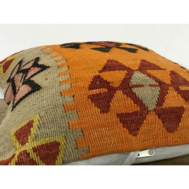 Vintage Turkish Bohemian Ethnic Design Kilim Pillow For Sale - Image 4 of 6