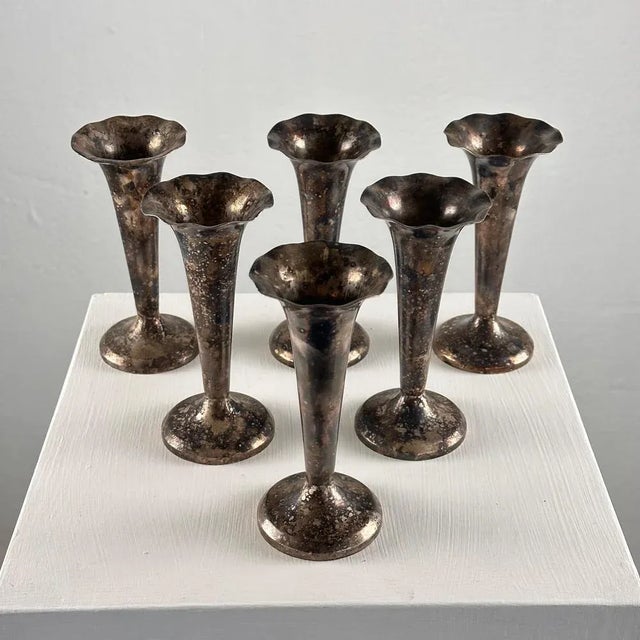 Silver-Plated Soliflores attributed to Gio Ponti for Fratelli Calderoni, Italy, 1960s, Set of 6 For Sale - Image 3 of 12
