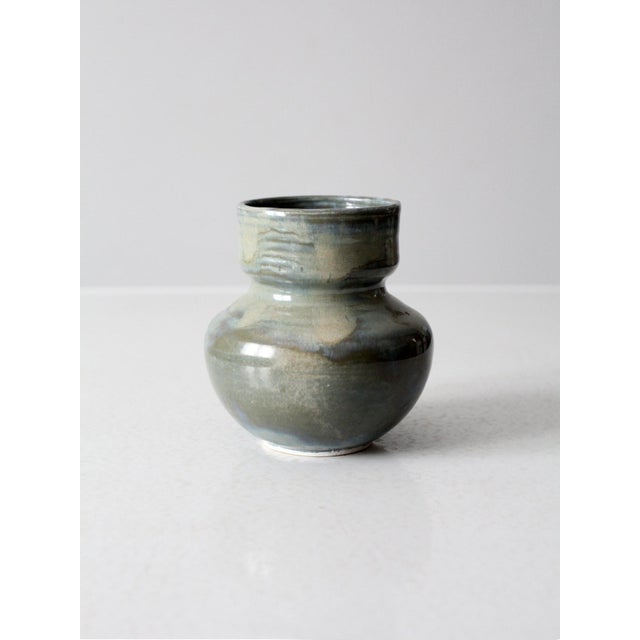 Blue Vintage Studio Pottery Vase For Sale - Image 8 of 9