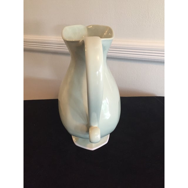 Large Vintage Juliska Octavia Pitcher in Cucumber With White Trim Finish For Sale - Image 4 of 5