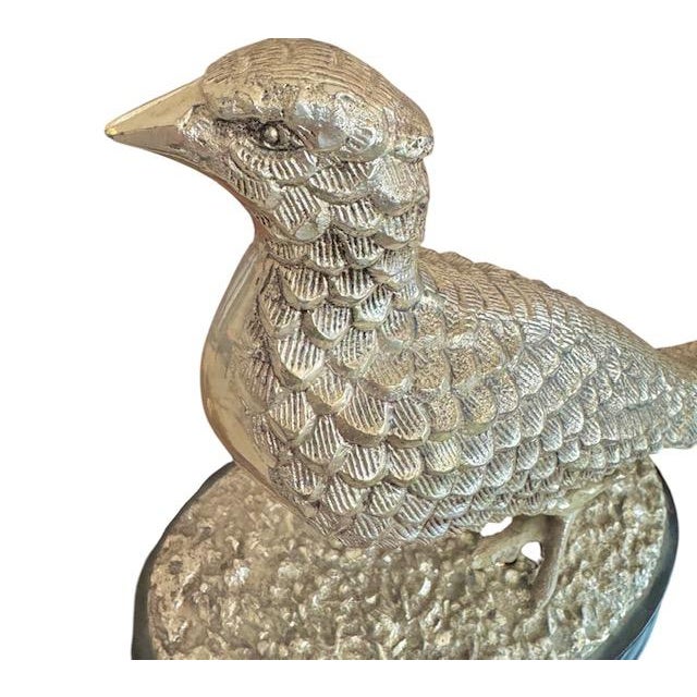 Early 20th Century English Silver Plate Pheasant Sculptures - A Pair For Sale - Image 13 of 15