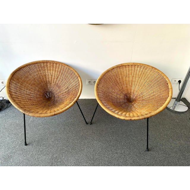 1950s Mid-Century Modern Rattan Armchairs by Roberto Mango. Italy, 1950s For Sale - Image 5 of 13
