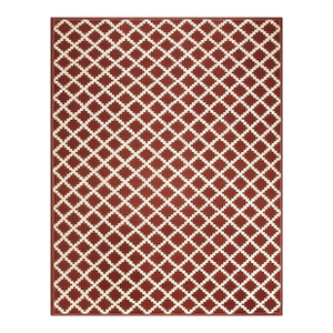Warm Reddish Brown Modern Contemporary Geometric Trellis Pattern Handwoven Wool Needlepoint Flat Weave Kilim Carpet With Silk Highlight