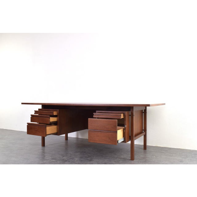 Brown Large Mid-Century Modern American Walnut Executive Desk, 1970s For Sale - Image 8 of 18