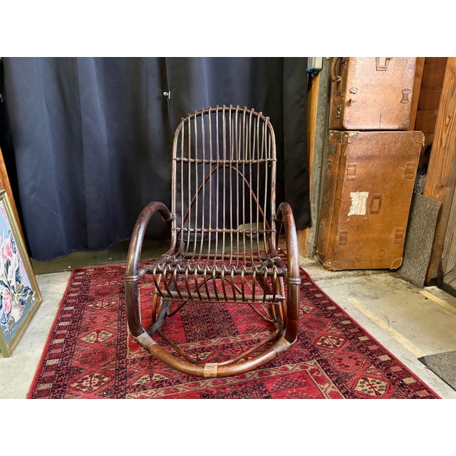Rattan Rocking Chair by Rohé Noordwolde, 1960s For Sale - Image 5 of 10