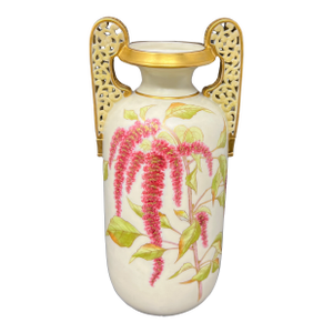 Antique Royal Worcester Blush Ivory Porcelain Twin-Handled Aesthetic Movement Vase, England c.1900