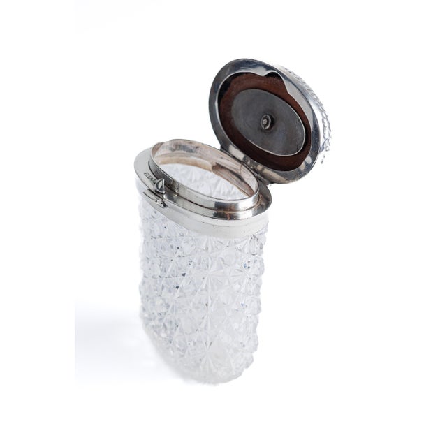Metal Early 20th Century Victorian Style Cut Crystal Perfume Bottle With Sterling Silver Lid For Sale - Image 7 of 9