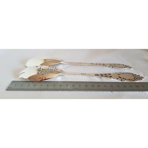 Antique George V Sterling Silver Serving Set by Josiah Williams & Co, 1930, Set of 2 For Sale - Image 13 of 14