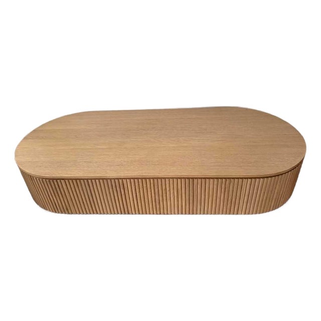 Rh Restoration Hardware Byron Coffee Table | Reeded White Oak | Excellent Condition For Sale