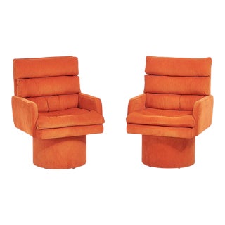 Postmodern Channel Tufted Swivel Chairs, 1970 For Sale