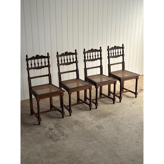 Set of Four Antique Dining Chairs With Carved Crest For Sale - Image 4 of 18