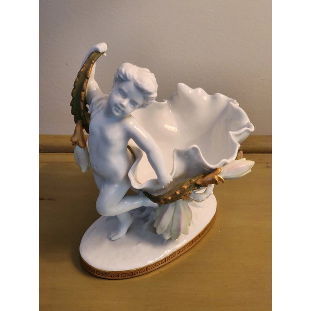 Antique Moore Brothers White Gold Porcelain Cherub Compote Bowl For Sale - Image 9 of 13
