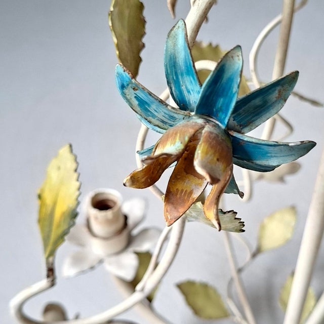 1960s French Toleware Floral Chandelier, 1960s For Sale - Image 5 of 9