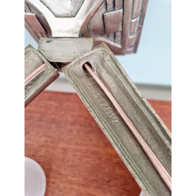 Art Deco Double Wall Light in Nickel-Plated Bronze, 1920s For Sale - Image 10 of 14