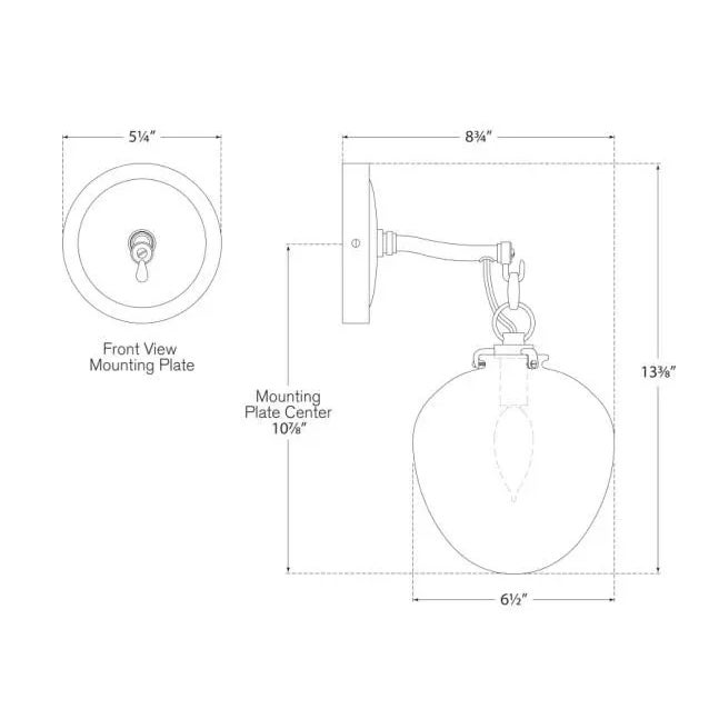 Visual Comfort Thomas O'Brien for Visual Comfort Signature Katie Small Acorn Sconce in Bronze with Clear Glass For Sale - Image 4 of 4