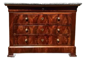 19th Century Louis Philippe Flam Mahogany Marble Top Chest of Drawer / Commodes