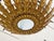 1950s Spanish Gilt Metal Leaf Light Fixture with Frosted Glass For Sale - Image 10 of 11