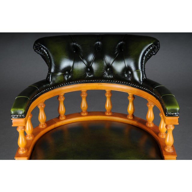 20th Century English Captain Chair in Leather For Sale - Image 3 of 18