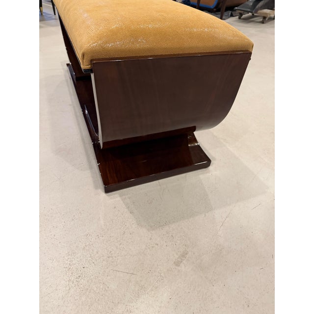 Gold French Art Deco Bench Reupholstered in Gold Galuchat Fabric For Sale - Image 8 of 11
