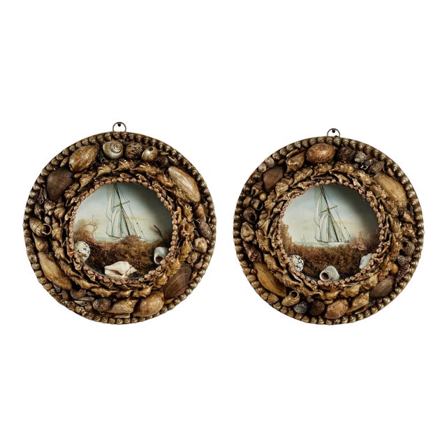 Pair of Antique British Colonial Sailors Valentine For Sale