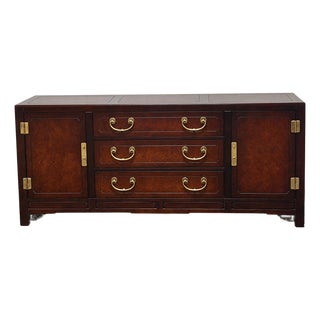 White Fine Furniture Mahogany & Burl Mandarin Ming Chinoiserie Credenza For Sale