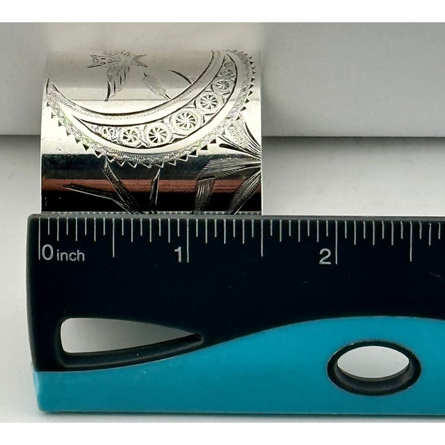 Antique American Hand Engraved Christmas 1882 Sterling Silver Owl & Butterfly Napkin Ring for "Alfred" For Sale - Image 16 of 17