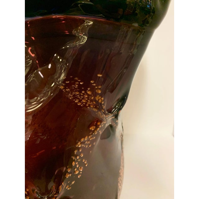 Purple and Gold Art Glass Centerpiece Vase For Sale - Image 10 of 13