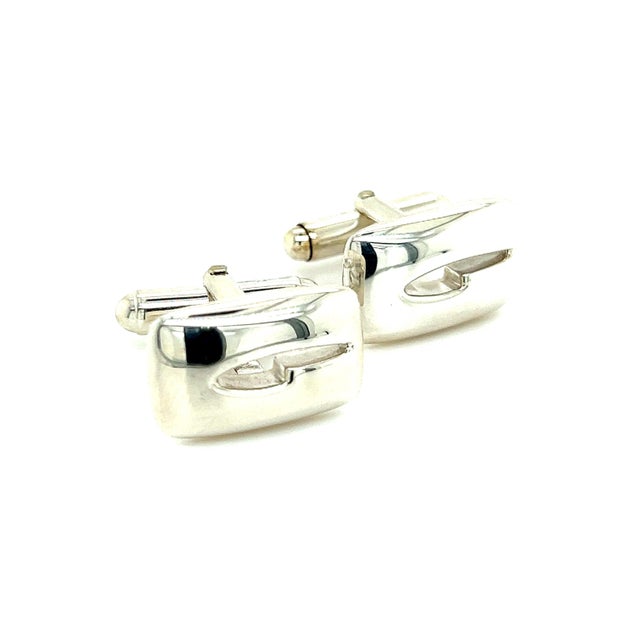 1990s Pair of Gucci Estate Mens Cufflinks Silver For Sale - Image 4 of 7