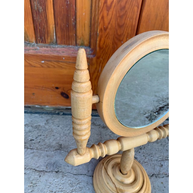 Rustic Table Mirror in Pine, 1950s For Sale - Image 3 of 6