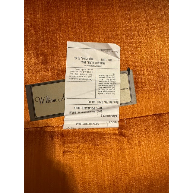 Wood 1970s Mid-Century Orange Velvet Chair by William Alan For Sale - Image 7 of 7
