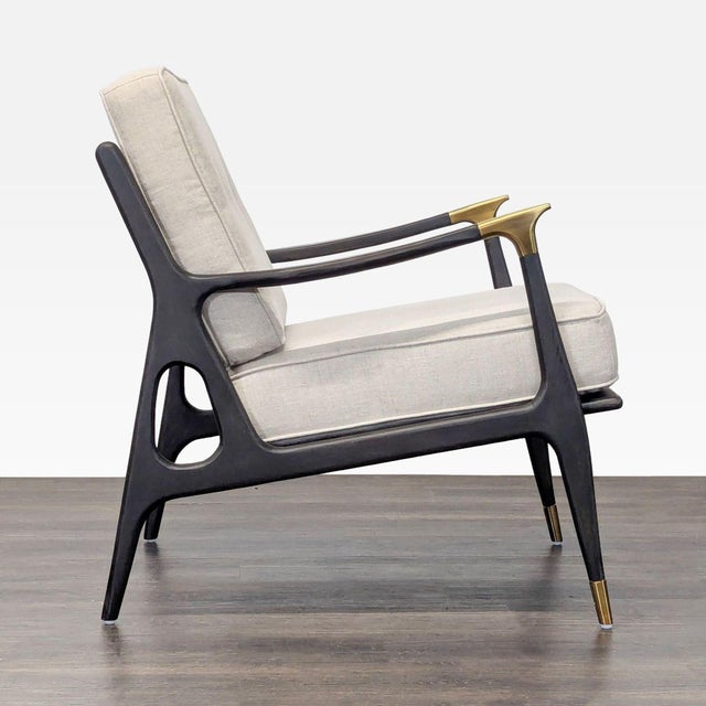 Anthropologie Anthropologie Mid-Century Modern Style Lounge Chair With Cream Cushions For Sale - Image 4 of 6